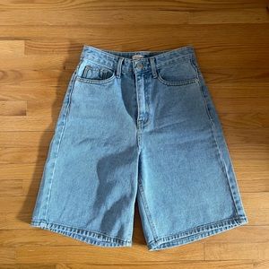 High waist knee length jean shorts